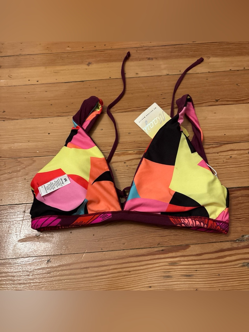 Maaji Reversible Swim Top NWT Pink Yellow Orange Medium M - Picture 5 of 7